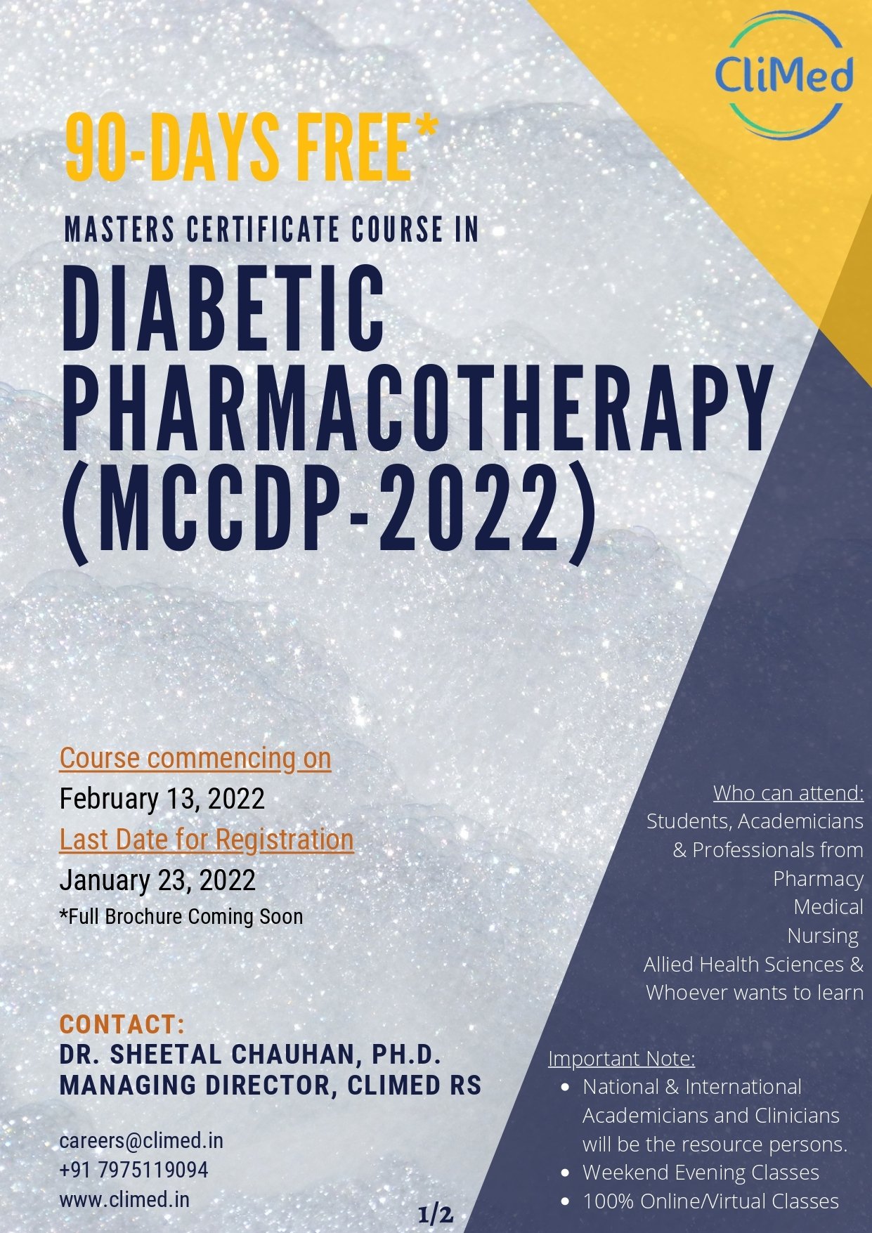 90-days Free Masters Certificate Course in Diabetic Pharmacotherapy