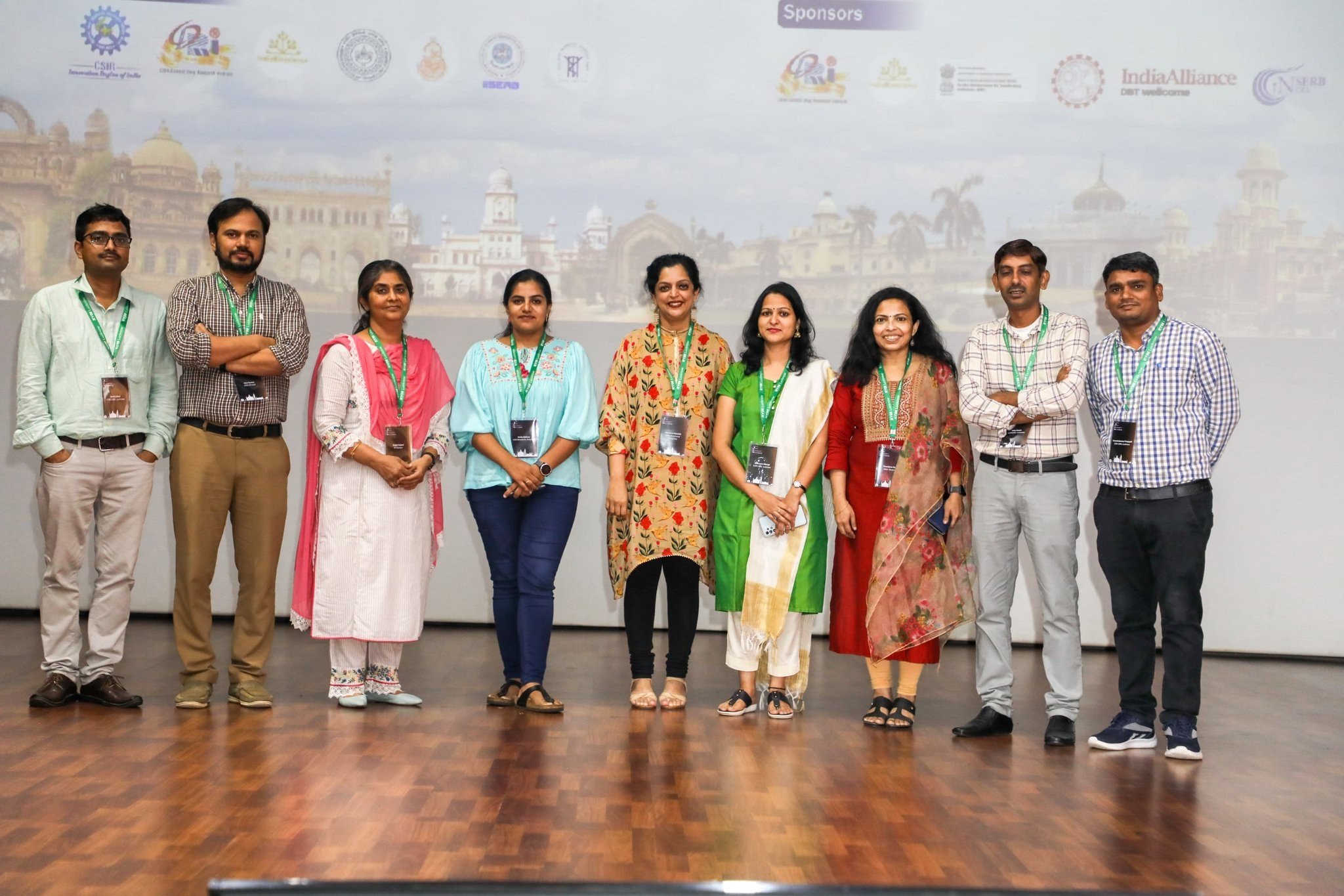 IndiaBioscience team with the organisers of RYIM Lucknow. Credits:Mr. Ravindranath Londhe and Mr. Kazim Raza. Left to right : Amit Lahiri, Atul Kumar, Anjali Bajpai, Ankita Rathore, Karishma Kaushik, Bhawana George, Chandana Basu, Jalaj Gupta, Virendra Kumar Prajapati.