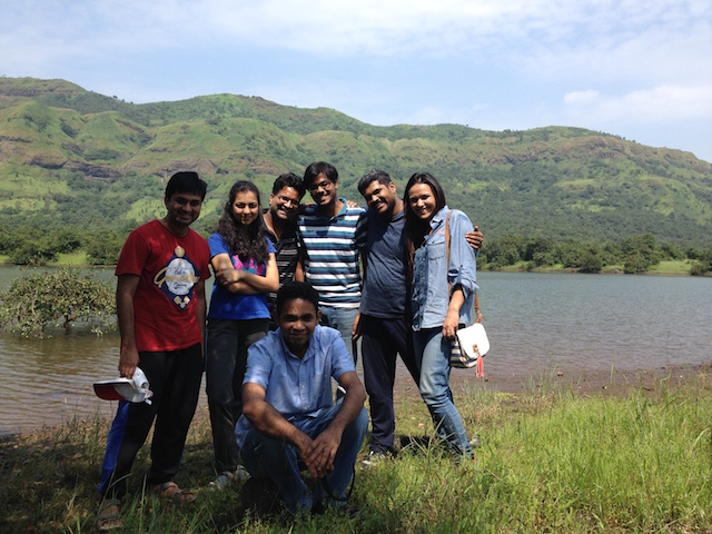 Thomas (front) on an outing with his lab at Mulshi near Pune